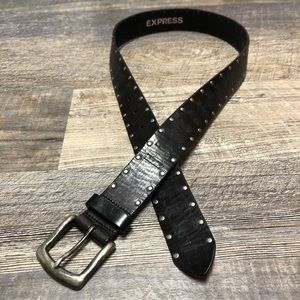 💙 Express Black Leather Belt with Pewter Rivets - M 💙